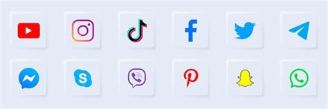 Premium Vector Neumorphism Social Media Editorial Icon Set Youtube