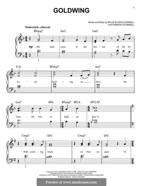 Goldwing Billie Eilish By F O Connell Sheet Music On MusicaNeo