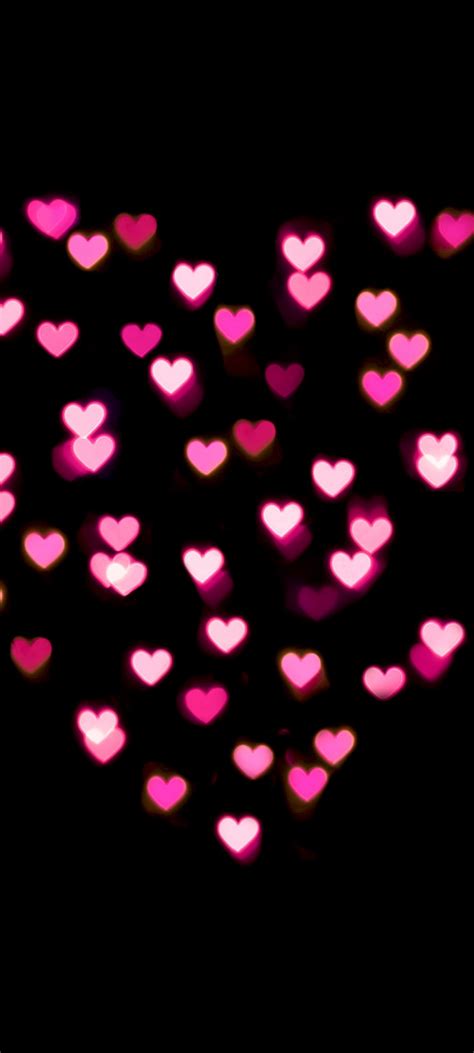 Love heart Wallpaper 4K, Pink hearts, Lights, Night