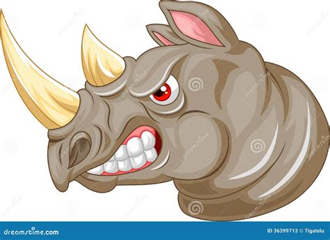 Angry Rhino Head Vector Illustration | CartoonDealer.com #77024032