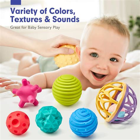 hahaland Sensory Balls for Toddlers 1-3 with Easy Catching Rattle Baby ...