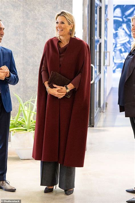 Queen Máxima Of The Netherlands Stuns In Scarlet Cape As She Visits Shoe Recycling Factory Artofit