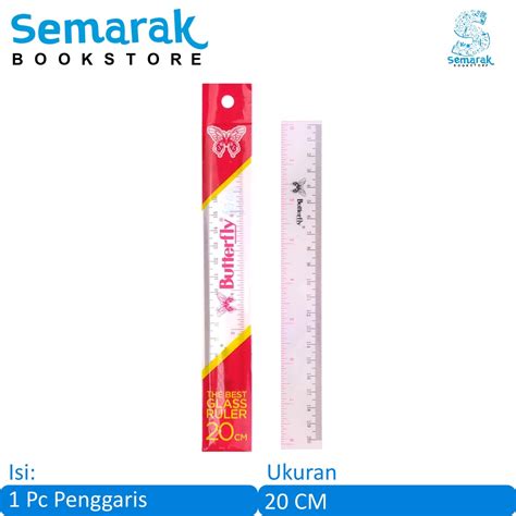 Jual Butterfly The Best Glass Ruler Penggaris Plastik Transparan 20 CM