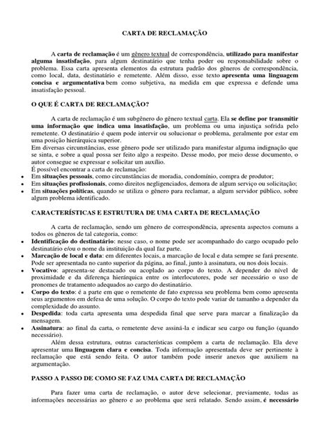 Estrutura De Carta De Reclamação - Estrutura da Carta de Reclamação | PDF | Science | Ciência (geral)