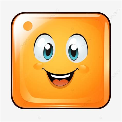 Orange Cartoon Square Button Button Shiny Glossy Png Transparent