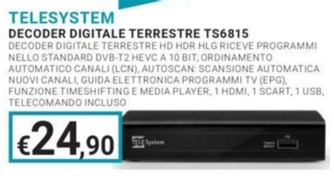 TELESYSTEM DECODER DIGITALE TERRESTRE TS6815 offerta di Eté