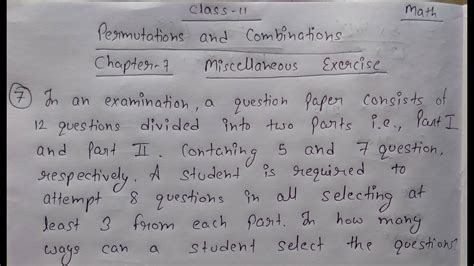 In An Examination A Question Paper Consists Of 12 Questions Divided