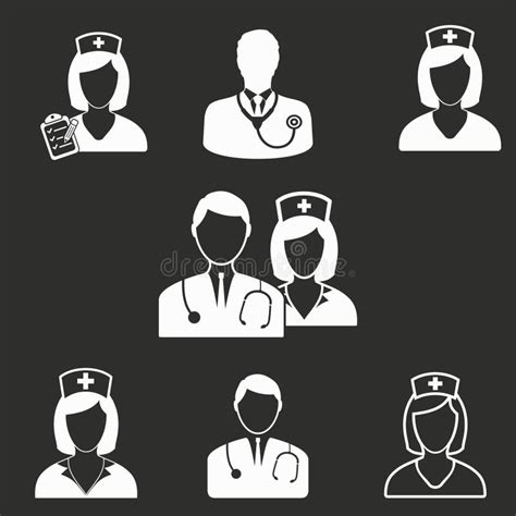 Nurse Icon Set Stock Vector Illustration Of Silhouette 83640017