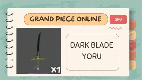 Grand Piece Online Gpo Dark Blade Yoru Same Day Delivery Ebay