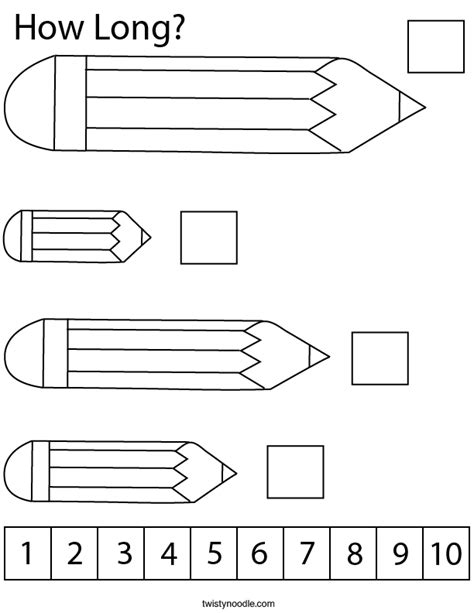 Meaure The Pencils Math Worksheet Twisty Noodle