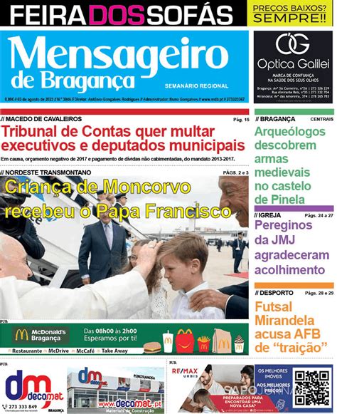 Mensageiro De Bragan A Ago Jornais E Revistas Sapo Pt