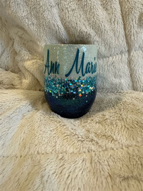 Personalized Glitter Wine Tumbler Etsy