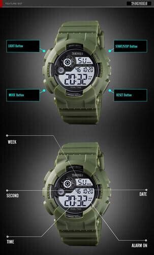 Skmei Army Green Pu Digital Watch For Men Army Green Kablewala