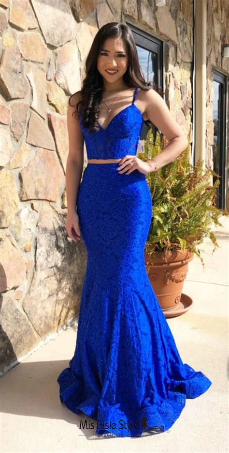 Mermaid Two Piece Royal Blue Prom Dress Misaislestyle Reviews On