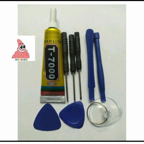 Jual TOOLS OBENG PEMBUKA HP PLUS LEM LCD TOUCHSCREEN T7000 15ML