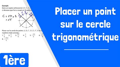 Comment Placer Un Point Sur Le Cercle Trigonom Trique Associ Un