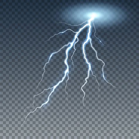 Lightning Bolt Thunderbolt Glowing Realistic Vector Image