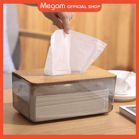 Jual Megam Tempat Tissue Kayu Transparan Kotak Tisu Kamar Mandi HSB639