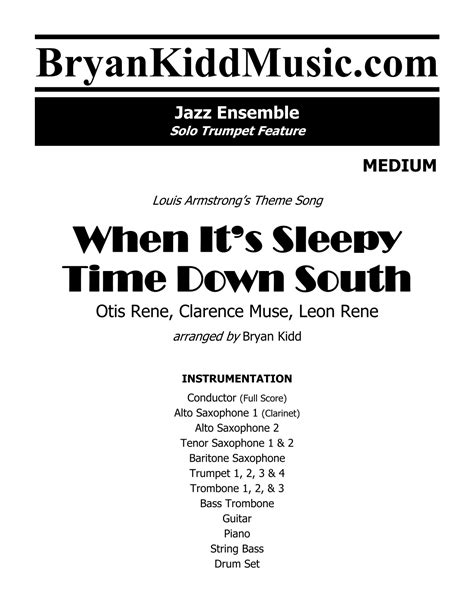 When It S Sleepy Time Down South Arr Bryan Kidd Par Louis Armstrong