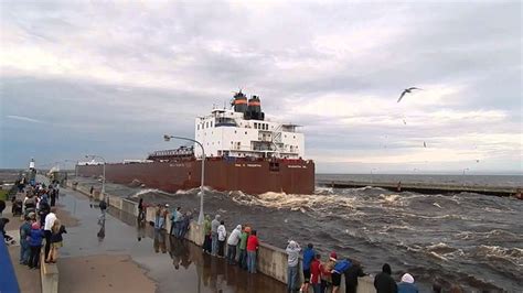 Giant Ship Going Under The Lift Bridge In Duluth MN Paul R Tregurtha