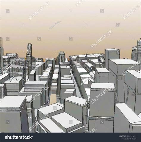 3d Illustration 3d Drawing Buildings Concept Stock Illustration ...