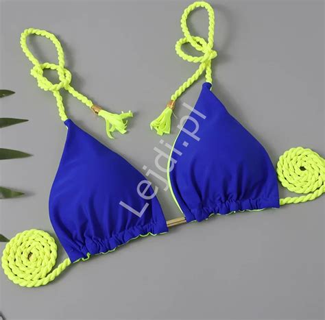 Dwustronne dwukolorowe bikini damskie z fredzelkami w kolorów