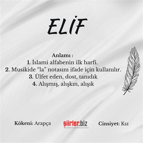 Elif İsminin Anlamı Nedir Siirler Biz