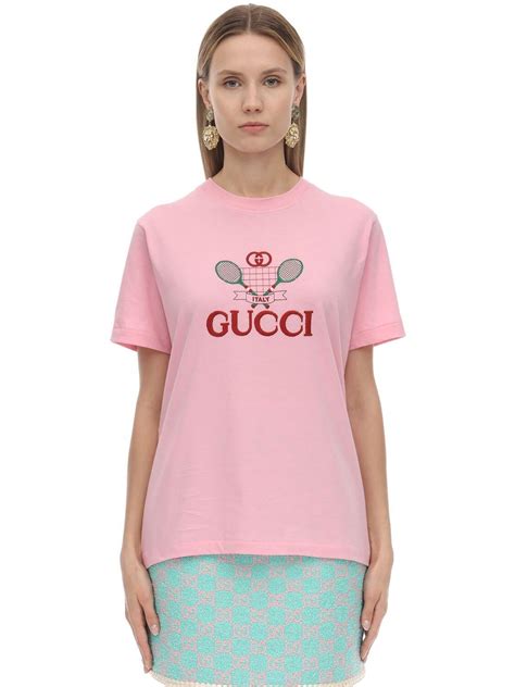 Gucci Cotton T Shirt With Tennis In Pink Lyst