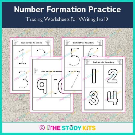 Number Formation Practice- Tracing Worksheets for Writing 1 to 10 - The ...