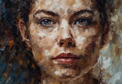 Premium Photo Impasto Oil Painting Of Woman S Face In Closeup