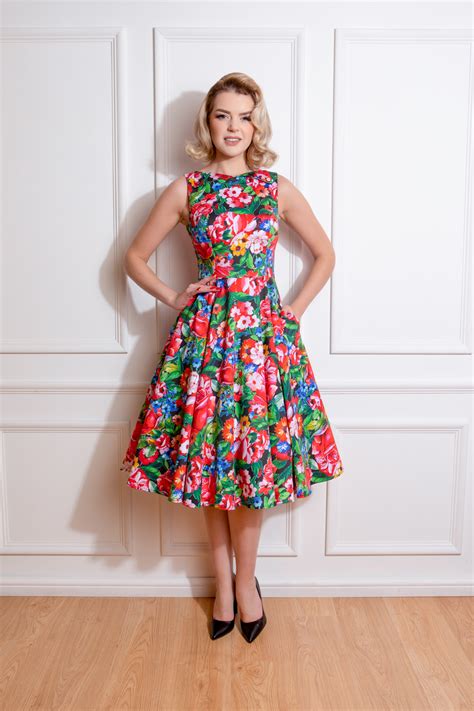 Pheobe Floral Swing Dress In Multicolor Hearts Roses London