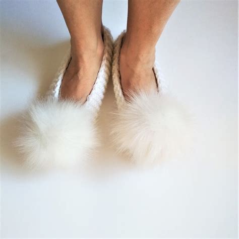 White slippers women fur slippers for women Gifts for her | Etsy