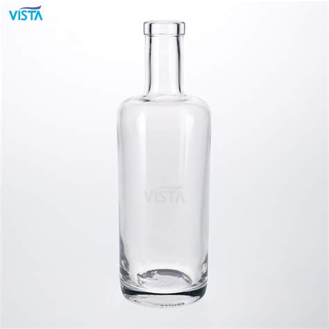 500ml High Flint Bottle With Cork Cap Flat Shoulder Boston Shape Glass