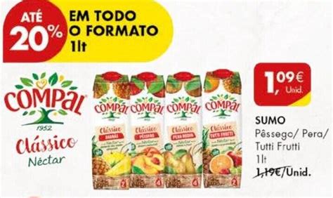 Promoção SUMO Pêssego Pera Tutti Frutti 1lt em Pingo Doce