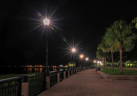 Waterfront Park Lights At Night Photograph by Dan Sproul