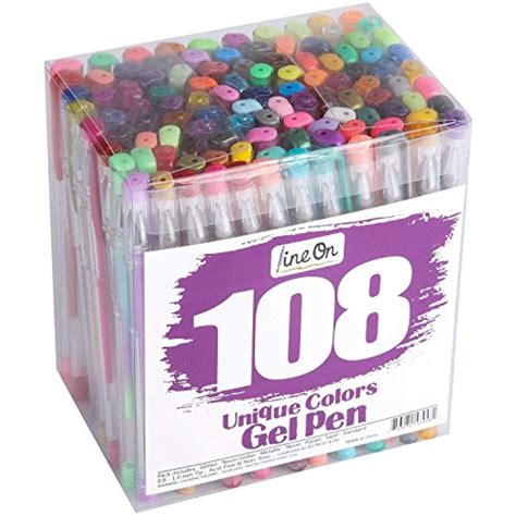 Lineon 108 Colors Gel Pens,Gel Pen Set for Adult Coloring Books Art ...