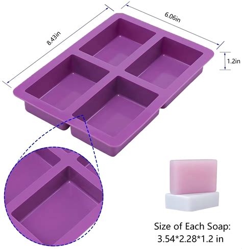 4 Cavities Large Rectangle Silicone Soap Loaf Molds Making Soap Bar ...