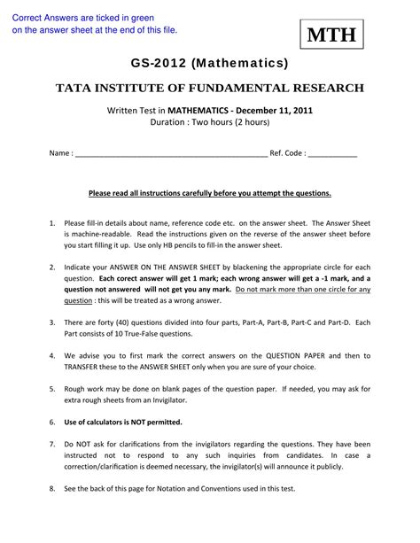 Tifr Gs Mathematics Question Paper Indcareer Docs