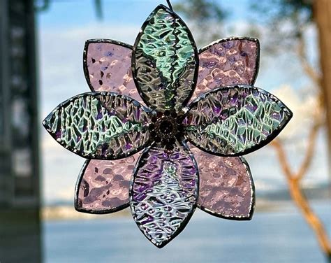 Stained Glass Flower Suncatcher Window Ornament Window Hanging Flower