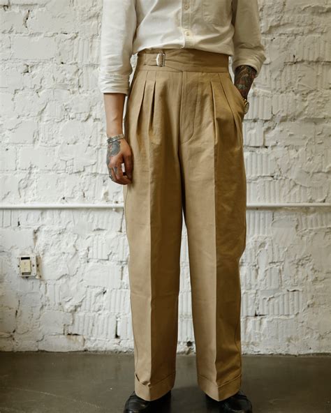 Double Pleated Single Buckle Trousers 1950s Fashion Trousers Style