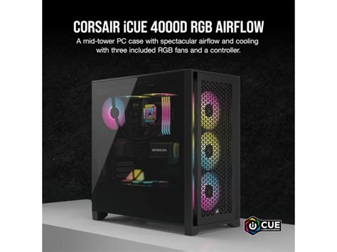 Corsair Icue 4000d Rgb Airflow Mid Tower Svart Midi Tower