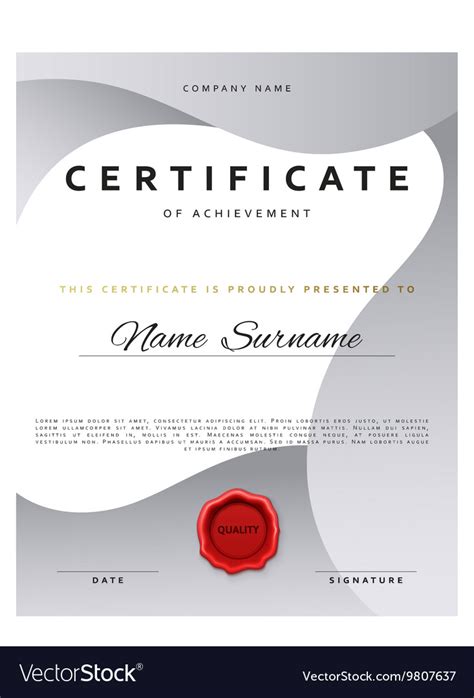 Template certificate design in silver color Vector Image