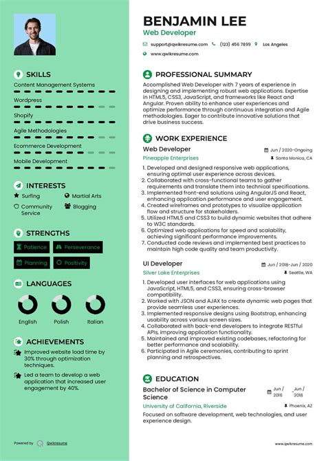 web developer resume samples templates