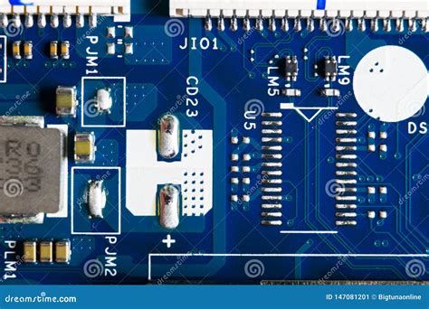 Tiro Macro Da Placa De Circuito Microchip Dos Resistores E