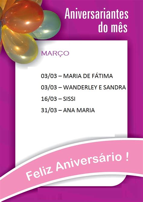 IBANPortal Aniversariantes do Mês de Março Parabéns