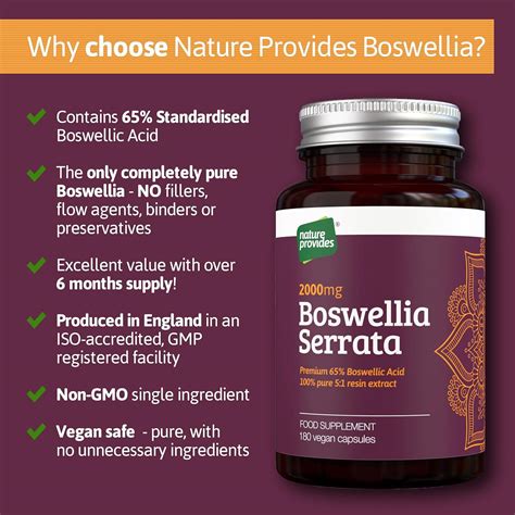 PURE Boswellia Serrata Capsules 2000mg Extract 180 Vegan Capsules 6