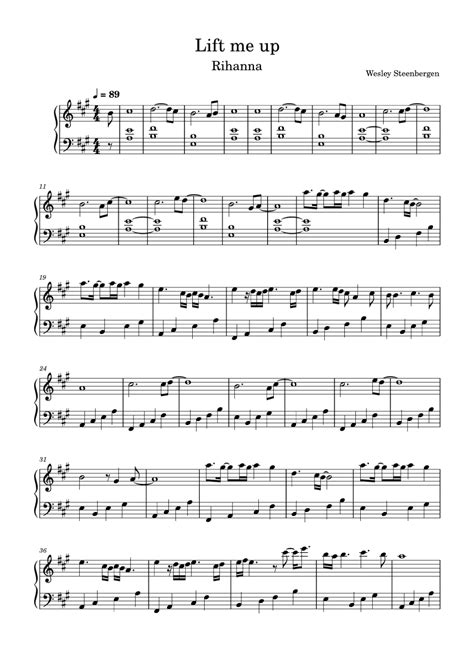 Lift Me Up Arr Eduardo Sabino By Rihanna Sheet Music For Easy Piano