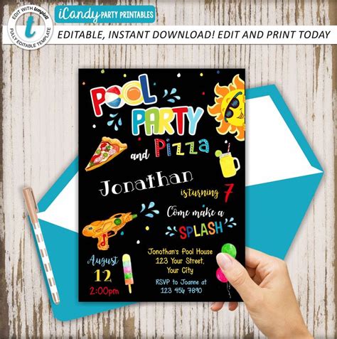 Pool Party Invitation Swimming Birthday Party Invite Pool Etsy Pool