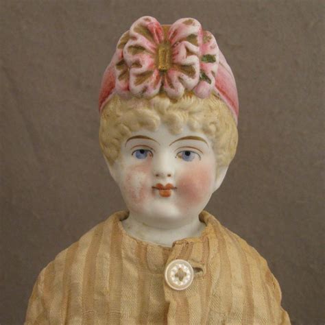 14 Hertwig Parian Bisque Pink Bonnet Head Doll Antique Porcelain