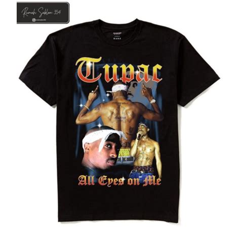 Jual Kaos Baju Tupac Amaru Shakur Makaveli Rap Tee Tshirt Band Rapper Logo All Eyes On Me Hitam